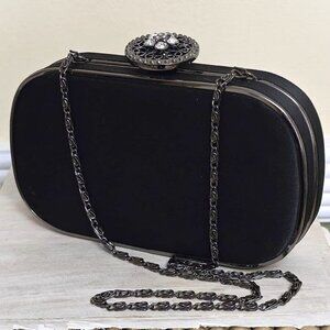 Hard case black purse with center rhinestone accent, by Appeal